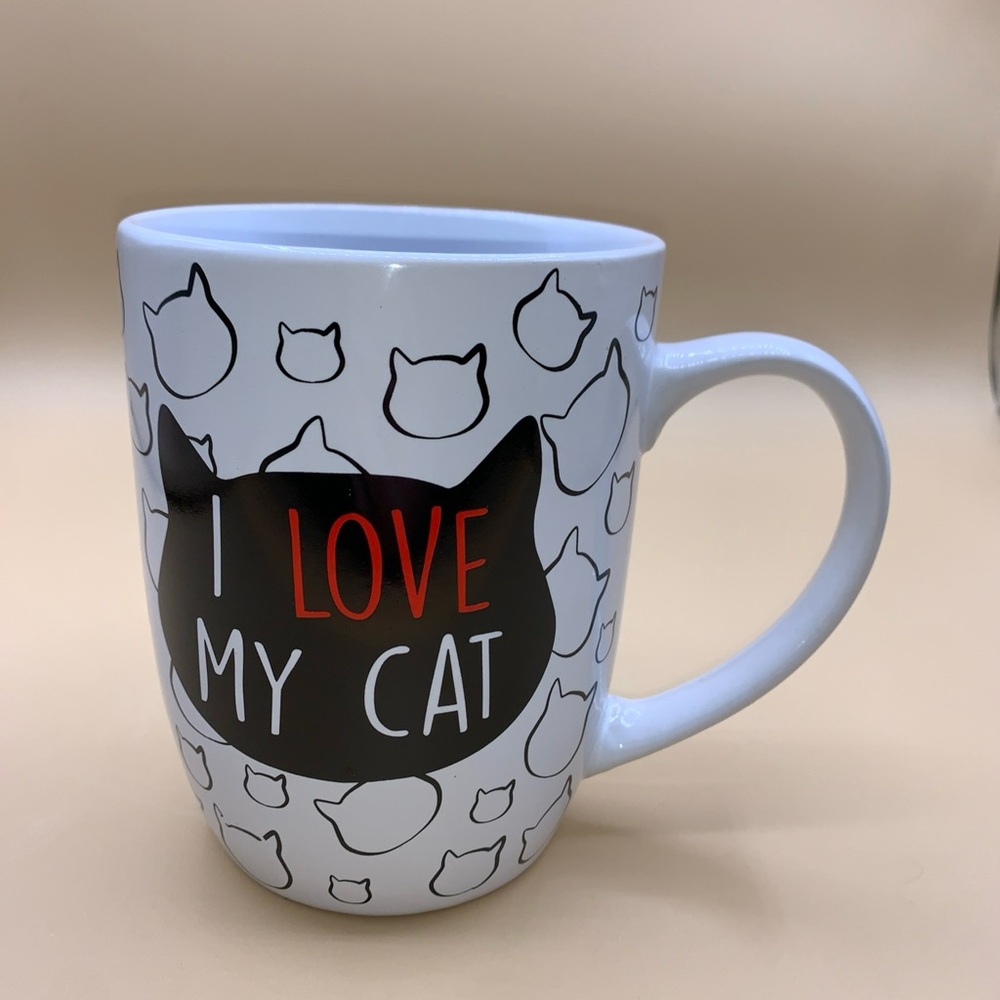Black Cat Coffee Mug "I LOVE MY CAT" Petragious Stoneware Mugs Cups Tea Cat Head